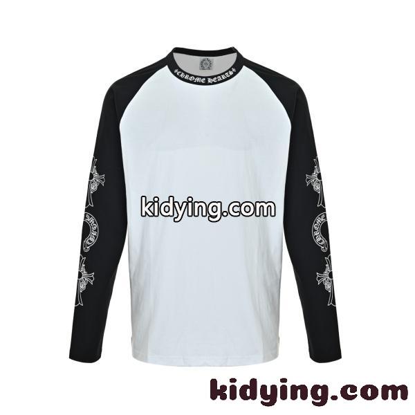 2026新作 N级品 Chrome Hearts  クロムハーツ ロングTシャツ 梵字ネック 配色デザイン 長袖Tシャツ コットン オーバーサイズ 人気アイテム-0