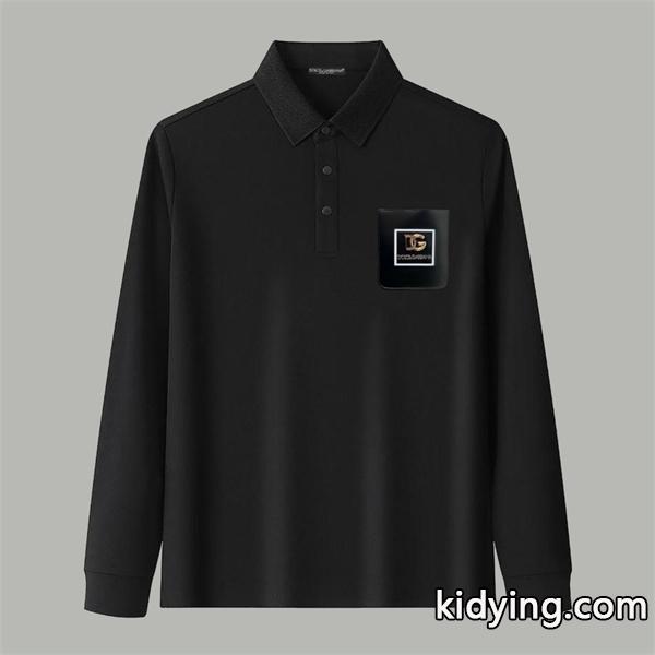 長袖T シャツ ドルチェ & ガッバーナ DOLCE & GABBANA コピー 秋冬 ビジネス ネイビー ポロ领 ポケットロゴ ロングスリーブ-3