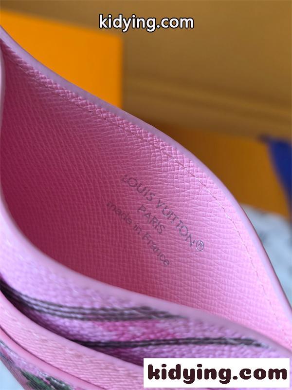 Louis Vuitton コピー ルイヴィトン M26803 カードケース ピンク モノグラム イラストデザイン スリムカードホルダー コンパクト財布 レディース-6