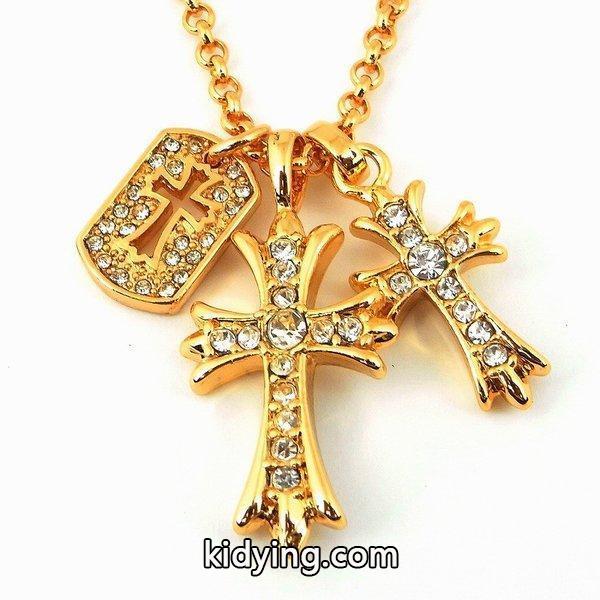ネックレス メンズ ブランド SBG 24K GP ゴールド パヴェ ダブル クロス × クロスプレート ネックレス :sbg-nk-025:SBG official store - 通販ショッピング-0
