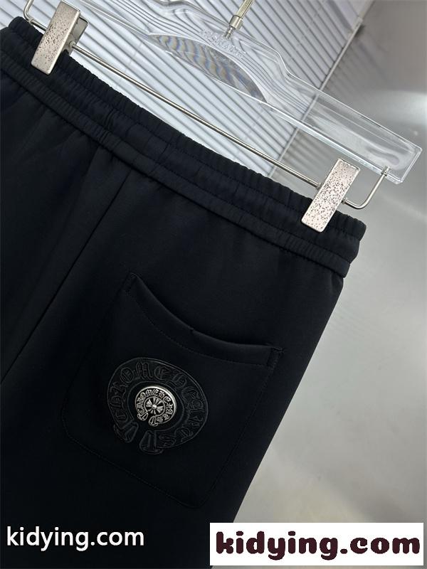 ブラック イージーパンツ Chrome Hearts ダブルクロスワッペン クロムハーツ コピー ドローコードウエスト サイドポケット ジョガーシルエット-6