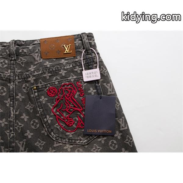 入手困難 上質 モノグラム プリント LOUIS VUITTON ルイヴィトン コピー デニムパンツ-6