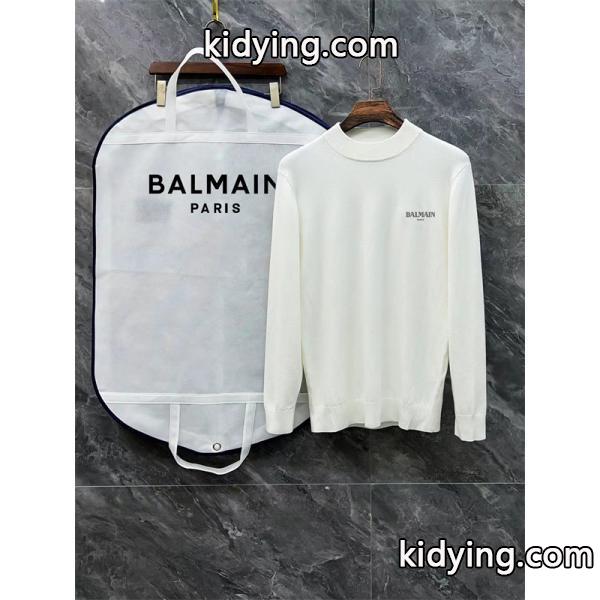 ブラック × ホワイト 半高领 ミニ字母ロゴ ニットセーター バルマン BALMAIN 偽物 秋冬日常保温 ユニセックス-2