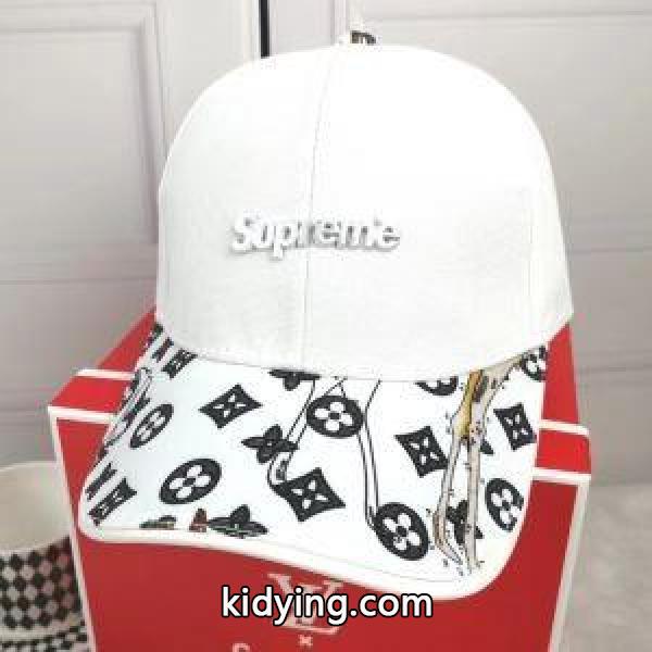 お買い得品質保証SUPREMEシュプリームコピーキャップ シュプリームXルイヴィトン野球キャップ 帽子 ブラック ホワイト-0