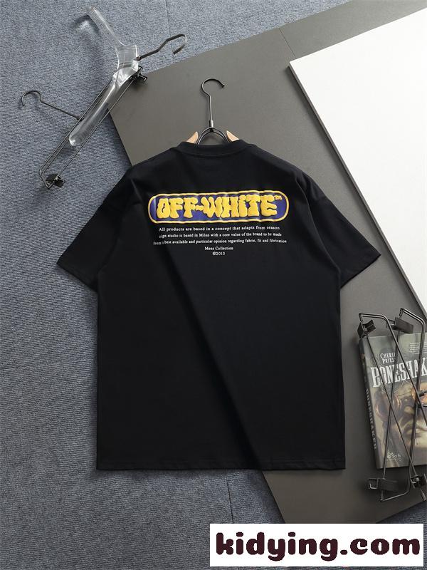 シンプル ミニロゴ刺繍 ブラック 半袖 オフホワイト コピー Tシャツ 高級感 ベーシック Off-White-1
