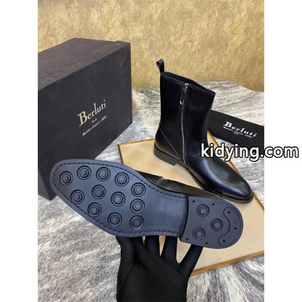 洗練印象 サイドジップ ブーツ 都会的 シャープ Berluti ベルルッティ コピー-1