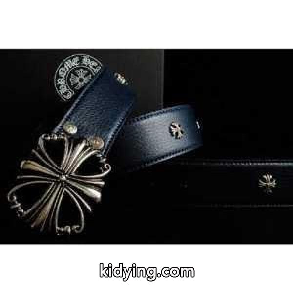 クロムハーツクラシックベルト 10インチ シルバー 3ピース ネイビーレザー 人気上昇夏 Chrome hearts メンズベルト_CHROME HEARTS クロムハーツ_ブランド コピー 激安(日本最大級)-0