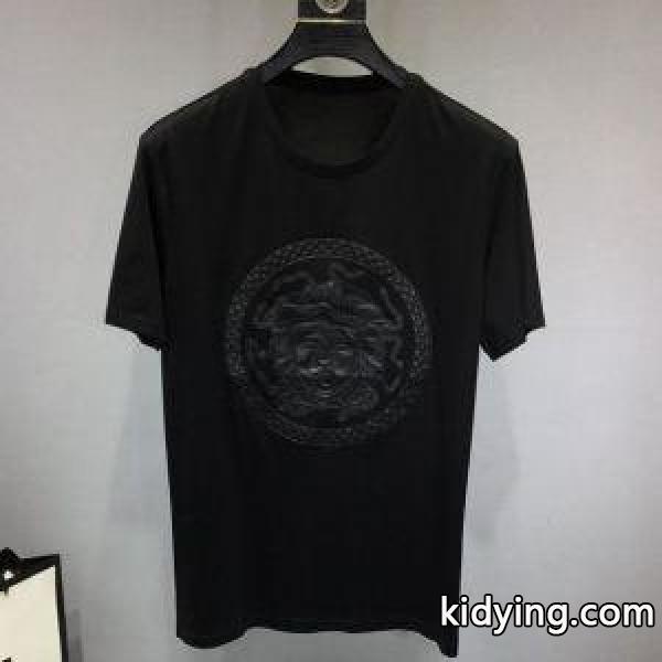 関税送料込 大人気 VERSACE ロゴ入りコットンジャージーTシャツ41671176ヴェルサーチ 激安光沢感フィット感-0