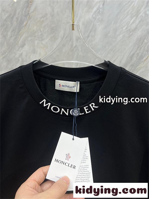 半袖Tシャツ MONCLER モンクレール コピー ネックロゴプリント クルーネック 袖ワッペン 無地調 カジュアルトップス-3