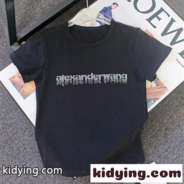Alexander wang 半袖Tシャツ ロゴプリント アレキサンダーワン コピー スリムフィット ストリート 夏定番-0