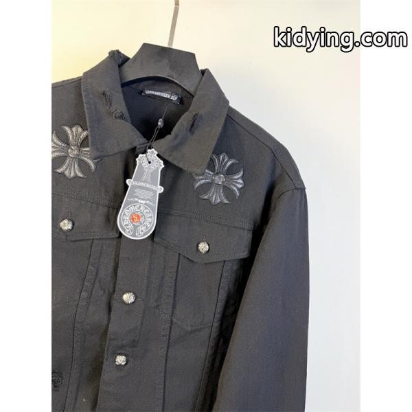 クロス刺繍 デニムジャケット ブラック 重厚 無骨 存在感 CHROME HEARTS クロムハーツ コピー-2