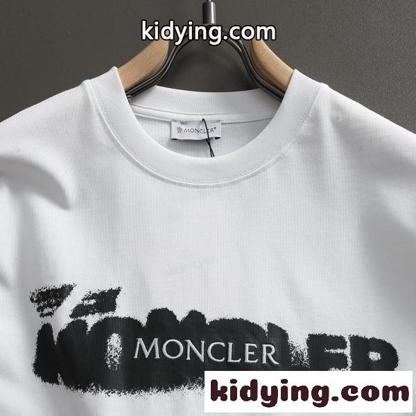 MONCLER モンクレール 半袖Tシャツ メンズ ロゴプリント スプレーデザイン クルーネック コットン カジュアル ストリート 夏-2