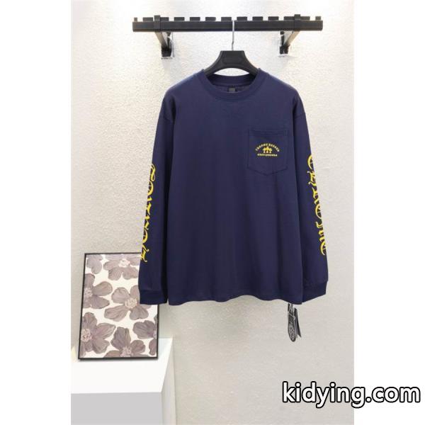 CHROME HEARTS スーパーコピー 洗練 上質 モード感のある ネイビー 長袖tシャツ ロゴ クロムハーツ-3