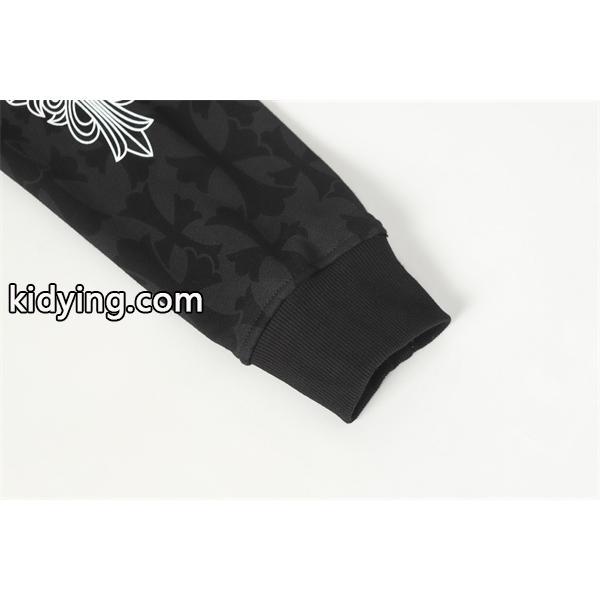 クロムハーツ コピー Chrome Hearts パーカー プレミアム品質 ブラック フラワーモチーフ袖 上質素材 2025秋冬準備-6