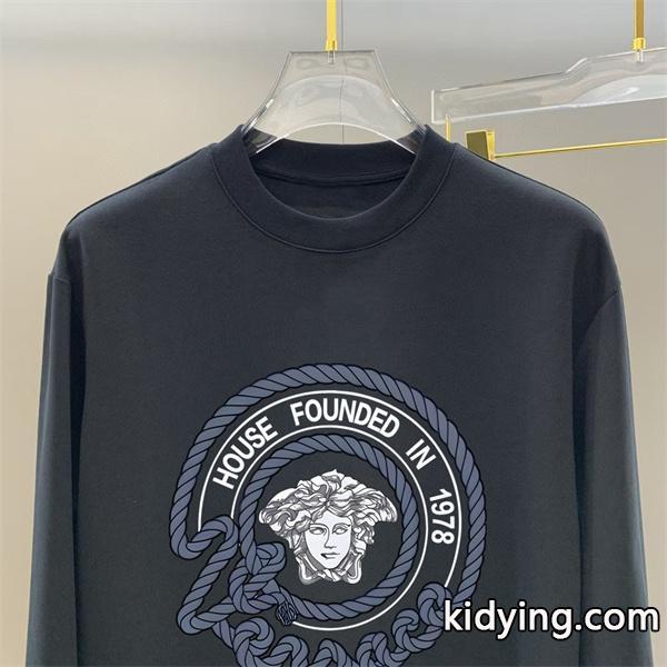 ヴェルサーチ VERSACE コピー 2025秋冬準備 売れ筋 ブラック × ホワイト 円形メデューサロゴ 長袖Tシャツ-2