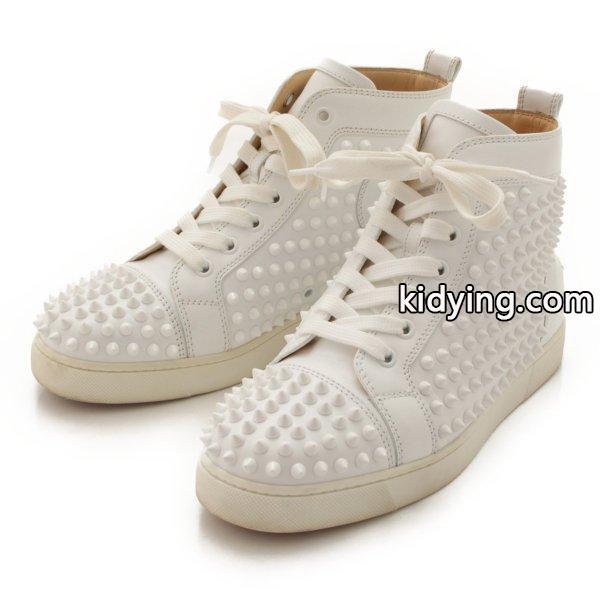 【クリスチャン ルブタン】Christian Louboutin　ルイス スパイク スタッズ ハイカット スニーカー ホワイト 37 【中古】【正規品保証】40750 :40750:wwwretrojp - 通販ショッピング-0