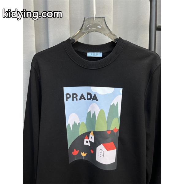 Prada プラダ 2025秋冬限定 ホワイト グラフィックプリントデザイン 柔らか カジュアル 偽物 スウェット-4