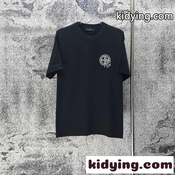 クルーネックTシャツ ミニロゴデザイン 都会派カジュアル STONE ISLAND ストーンアイランド コピー Tシャツ 普段使い 好評アイテム-1