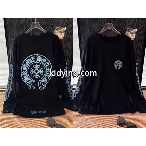 CHROME HEARTS スーパーコピー 個性派 モダンストリート ブラック 長袖Tシャツ ブループリントロゴ クロムハーツ-3
