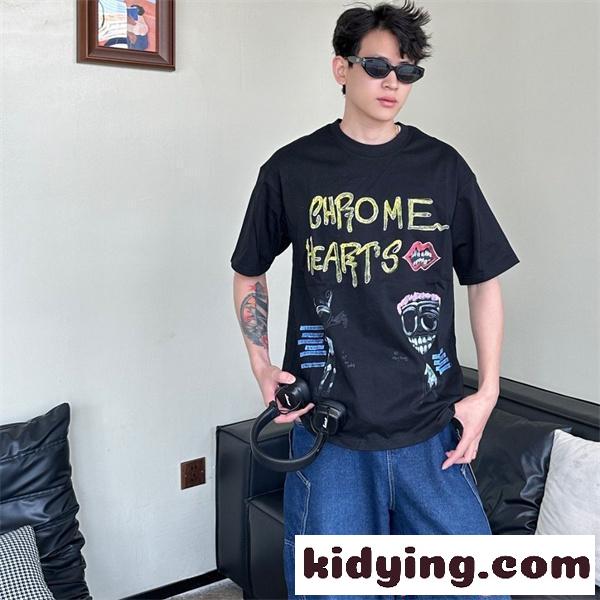 Chrome Hearts コピー 落書きプリント 半袖Tシャツ ホワイト グラクソ クルーネック クロムハーツ-0