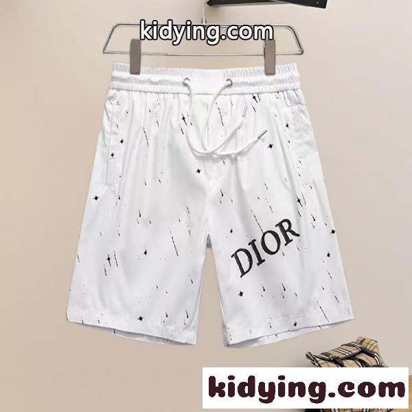 モノトーン 飛沫プリント 速乾ハーフパンツ Dior 激安 ドローコード仕様 ディオール サマービーチショーツ-0