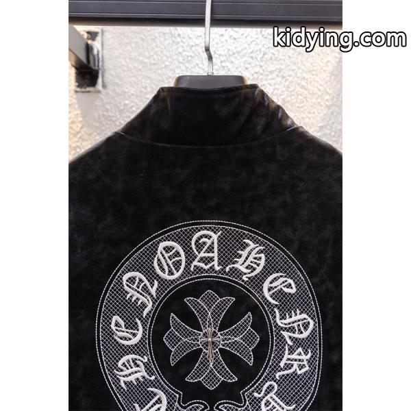暖冬新作 ブラック クロス刺繍デザイン Chrome Hearts クロムハーツ スーパーコピー ジャケット 裏起毛-2