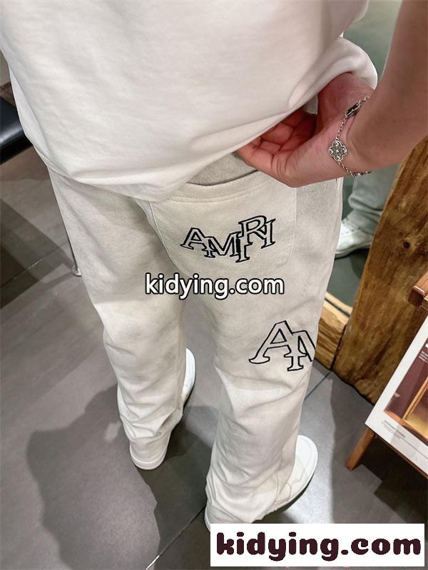 ロングパンツ アミリ コピー 刺繍ロゴ AMIRI ストレートシルエット スウェット素材 リラックス-5