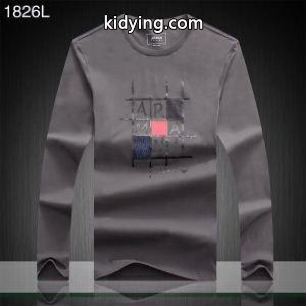 新作入荷セール大活躍男性長袖tシャツフィット機能性アルマーニ tシャツ コピー使いやすい定番ロングtシャツ秋物冬物-2