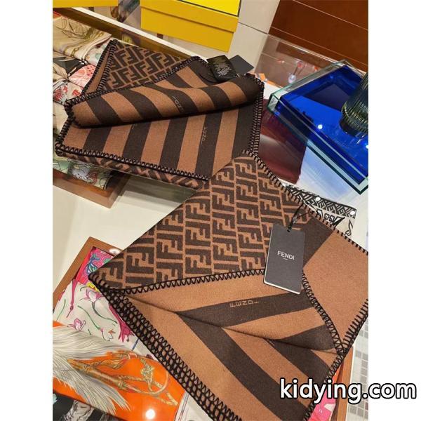 FENDI フェンディ 2025秋冬新作 リバーシブル ウールシルク マフラー FFロゴ 30×180cm-1