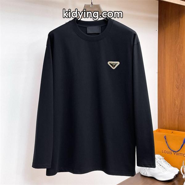 プラダ スーパーコピー 長袖Tシャツ ブラックロゴ モダンデザイン 当店イチオシ プラダ-1