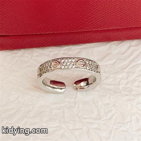 上品輝き ストーン装飾 オープンリング 洗練アクセント Cartier カルティエ コピー-0