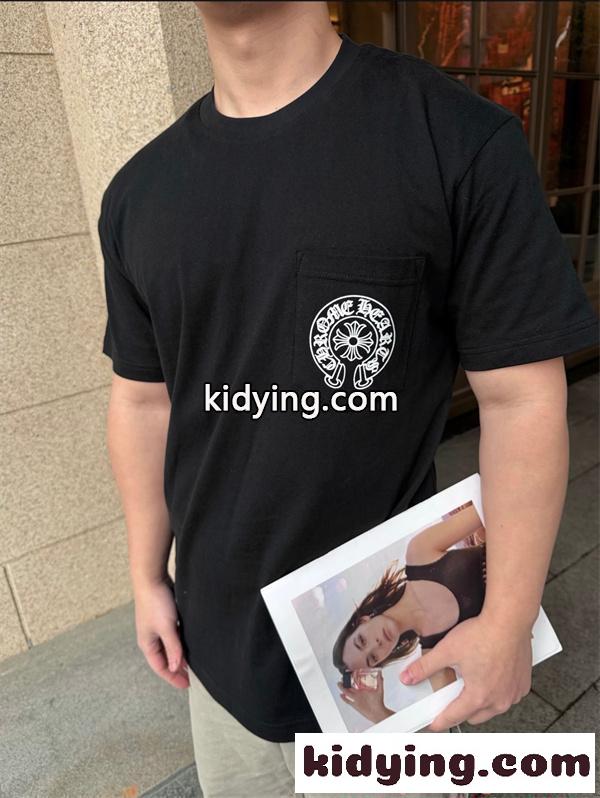 半袖Tシャツ ポケットTシャツ ブラック ホワイト 胸ポケットロゴ バックプリント クロムハーツ コピー クルーネック Chrome Hearts デイリー-6