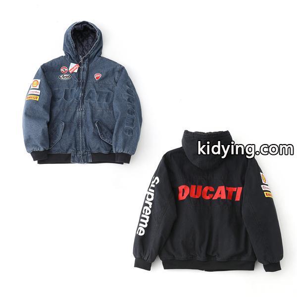 Supreme×DUCATI 激安 SS24 レーシングフーディージャケット 男女兼用 ダブルポケット ジップアップ 外套-0