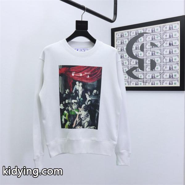 プリント シックな印象 ブラック パーカー Off-White オフホワイト 偽物 2025秋冬ダークスタイル 限定入手-0