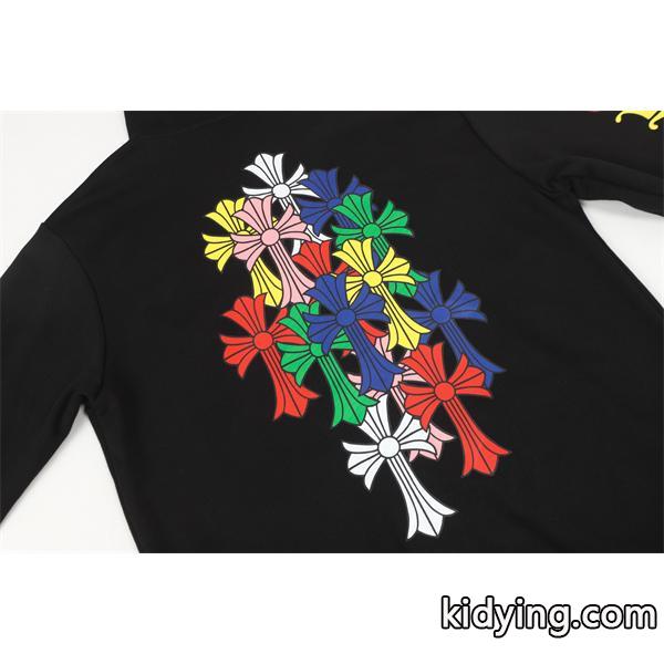 おすすめ人気 ホワイト マルチカラークロス 刺繍 冷え対策 2025秋冬コーデ クロムハーツ 偽物 Chrome Hearts パーカー-8