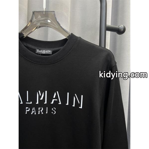 BALMAIN コピー 秋冬 日常シンプル ユニセックス ホワイト 円领 ミニロゴ スウェット バルマン-5