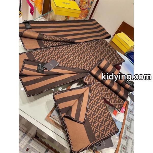 FENDI フェンディ 2025秋冬新作 リバーシブル ウールシルク マフラー FFロゴ 30×180cm-3
