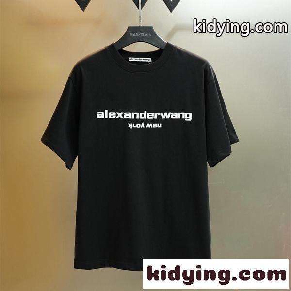 Tシャツ シンプルロゴ クルーネック アレキサンダーワン コピー ゆったりシルエット カジュアル Alexander wang-0