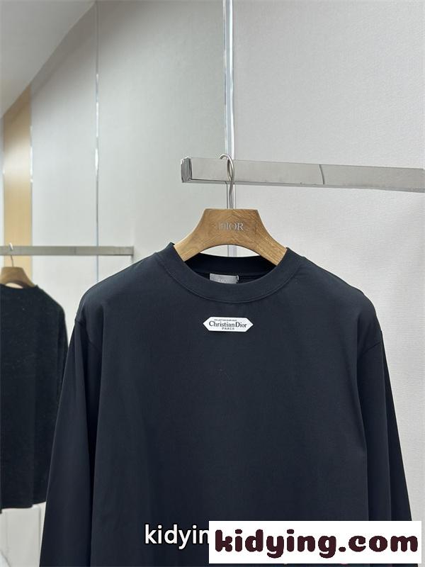 DIOR ディオール コピー 長袖Tシャツ ミニロゴプレート クルーネック シンプル洗練 2026新作-3