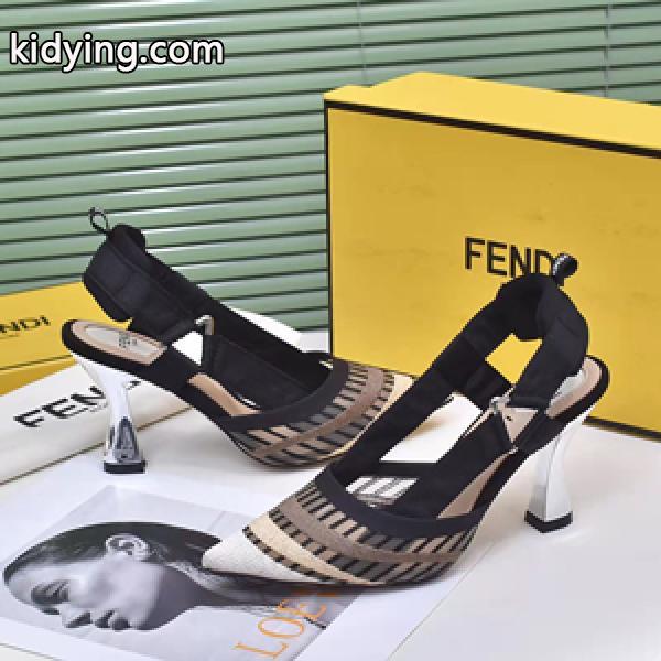 上品で洗練されたルックス 美品FENDI偽物 フェンディサンダル フェミニンなデザイン ヒール5.5/8.5cm 3色展開-0