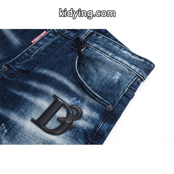 Dsquared2 激安 ダメージデニム メンズ ジーンズ ヴィンテージ加工 ストレッチ スリムフィット カジュアルパンツ-3