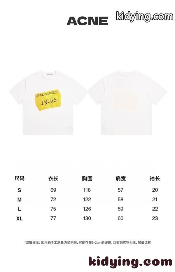 ペイント カップルTシャツ ホワイト 半袖 Acne プリント アクネストゥディオズ コピー 韓国風-4