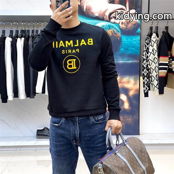 ホワイト 円领 レトロ字母ロゴ スウェット バルマン BALMAIN コピー 秋冬 着こなし上品 定番-8