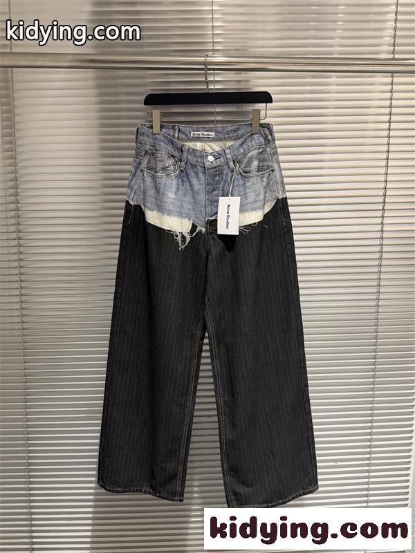 ツートーン切替 ヴィンテージ加工 ストレートシルエット Acne Studios アクネストゥディオズ コピー ワイドデニムパンツ-6