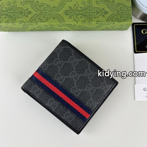 グッチ コピー 二つ折り財布 GGキャンバス ネイビー×レッドライン モダン 落ち着いた 上品 デザイン GUCCI-0