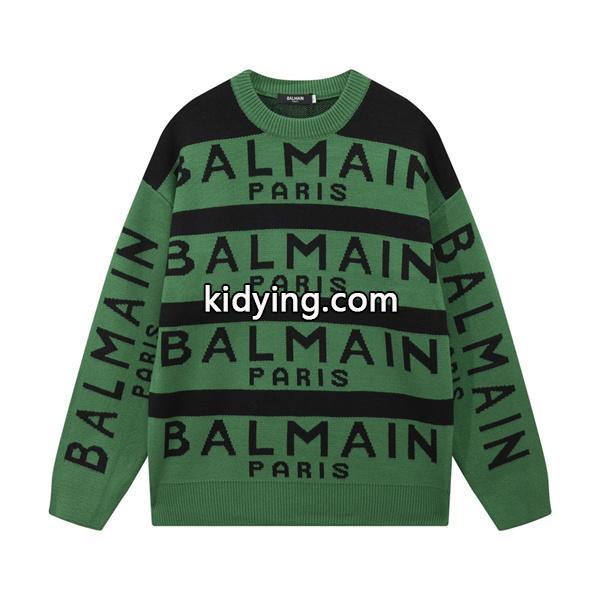 グリーン 满印ロゴ ニットセーター バルマン BALMAIN スーパーコピー 秋冬カラフルトレンディ-0