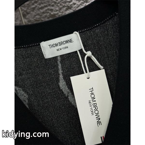 トムブラウン Thom Browne コピー 秋冬お洒落な 人気 グレー × ブラック 2 色 フェザー刺繍 カーディガン-8