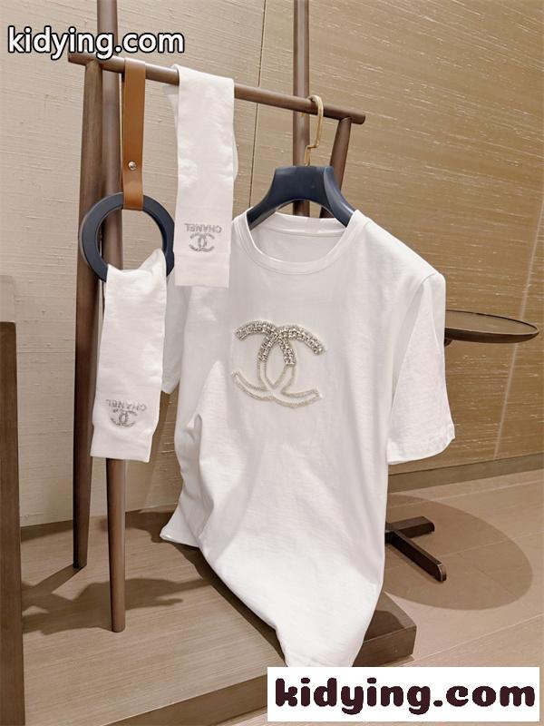 CHANEL 半袖Tシャツ 靴下 2点セット キラキラ フェミニン カジュアル シャネル コピー トレンド感-6