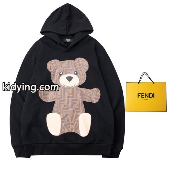 注目モデル プリント FENDI フェンディ コピー パーカー ブラック アイコニック-0