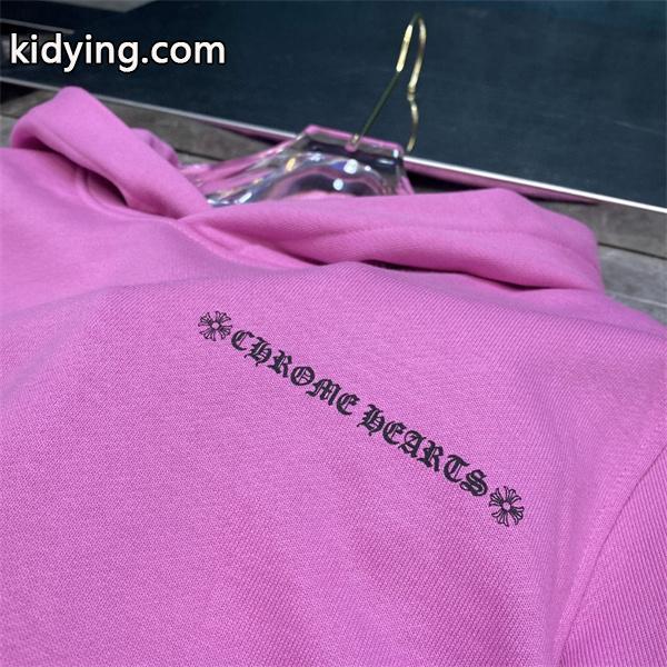 クロムハーツ コピー Chrome Hearts パーカー 数量限定 ピンク 袖部刺繍ロゴ 保温性抜群 秋冬高級トレンド-3